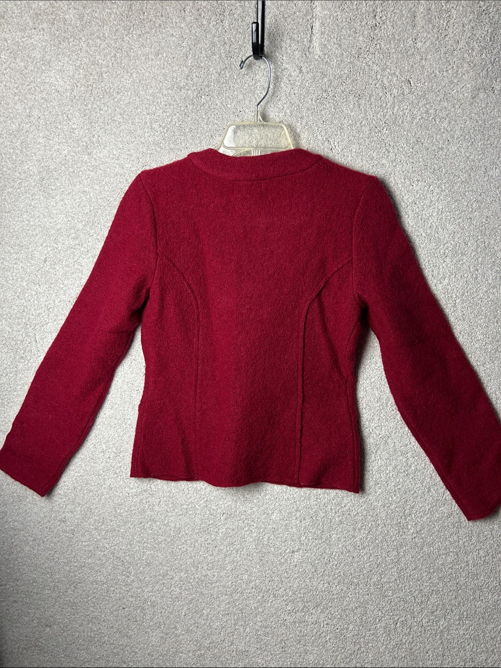Valerie Bertinelli Red Boiled Wool Ruffle Zip Jacket - Picture 4 of 4